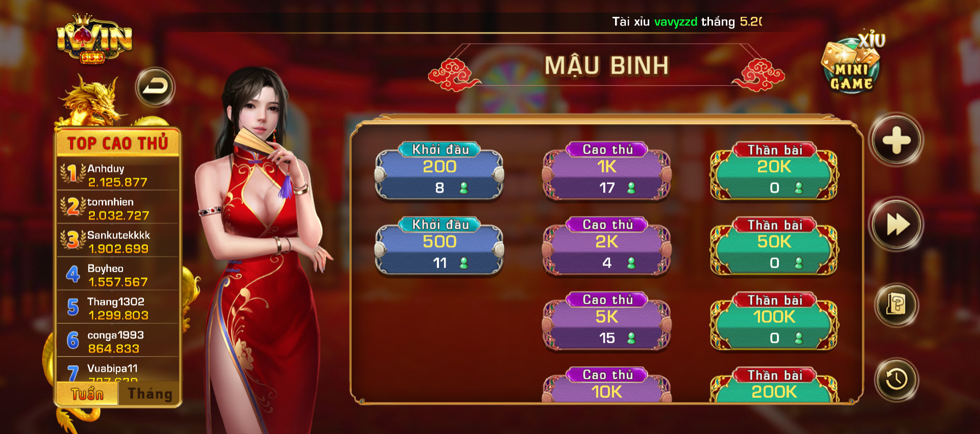 Game Mậu Binh siêu hấp dẫn tại iWin Club.